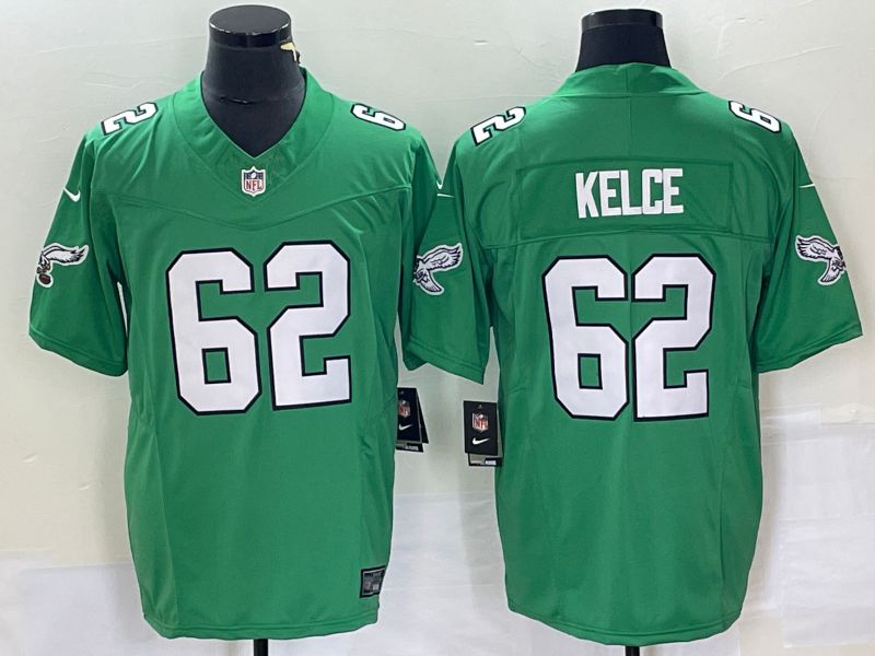 Men Philadelphia Eagles #62 Kelce Green Nike Throwback Player Game NFL Jersey